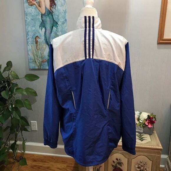 Vintage Adidas Mesh Lined Windbreaker Jacket Bue White Sz XL - Picture 5 of 16